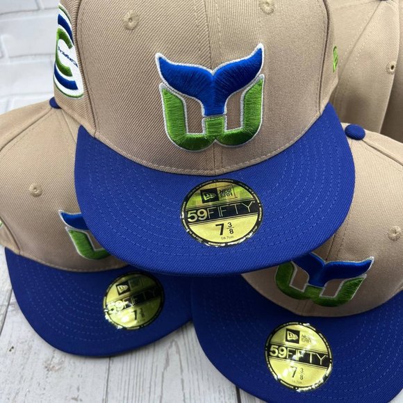 Hartford Whalers‎ NHL 7-7 5/8,8 59Fifty New Era Hat Fitted Cap Blue Brown Men - Picture 9 of 13